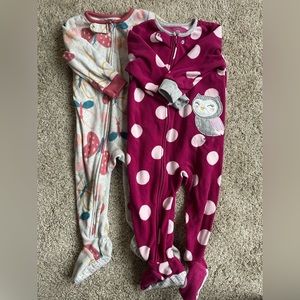 Size 18 months PAIR of fleece footie pajamas